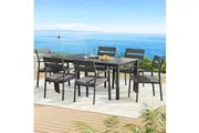 Gardeon Outdoor Dining Set 7 Piece Aluminum Table Chairs Setting Black