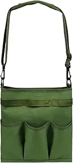 [Generic] Garden Tool Bag Gardening Storage Shoulder Bag with 3 External Pockets High Capacity ior Pocket Garden Tool Kit Holder Bag Green One Size
