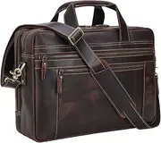 [TIDING] Genuine Leather Briefcase for Men 15.6 Inch Laptop Messenger Bag Business Travel Crossbody Shoulder Bag