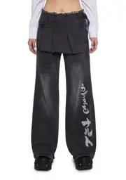 [Dolls Kill] Ninja Academy Elite Wide Leg Pants With Skirt (Fairfax)
