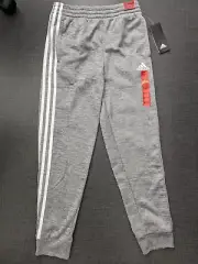 NWT Adidas Youth Fleece Joggers Gray White Three Stripe Medium 10/12