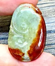 36 Mm Natural Jadeite A Jade Hand Carving Lucky Pendant Burma Untreated / A305