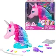 Barbie Unicorn Styling Head Colourful Fantasy Mane with Styling Accessories and Glitter Stickers JCW52