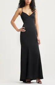 BP. Tie Back Satin Gown in Black at Nordstrom, Size X-Large