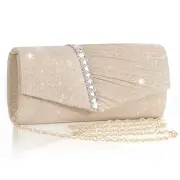 Evening Bag Clutch Purses for Women Wedding Bag Sparkling Party Golden-b