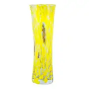 Murano Glass Vase Yellow Hand Made Red Millefiori 18cm High Venice