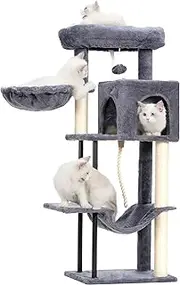 Gitelsnour Cat Tree, Cat Tower for Indoor Cats, 43.3 inch Cat Tree Tower with Sturdy Steel Tube, Hammock, Cat Condo for Small Cats and Kittens, Scratching Post, Smoky Gray GCT004SG
