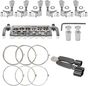 Metal Guitar Tailpiece Set, Locking Nut String Lock, 3R 3L Acoustic Electric Guitar Pegs String Tuners, with Guitar Strings, String Changing Tool