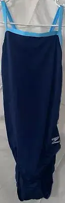Women's Solid Flyback Training One Piece Blue/Navy Swimsuit, Size 34
