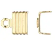 Cord End, Fold Over,100 Gold Plated Brass 6.5x4.5mm U-Shaped Corrugated Cord End