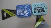 2 GoSili Reusable Silicone Straws Cobalt & Mint in Travel Size Compacts New MF