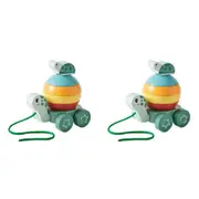 2x Zookabee Wooden Pull Along Stacking Turtle Baby/Toddler Educational Play Toy