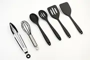 Dura Living Mini Silicone Kitchen Tool Set - 6-Piece Black Utensil Set for Small Spaces, Travel, and Kids