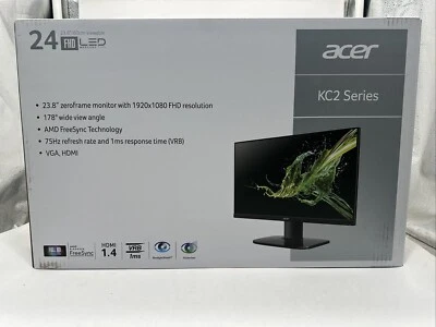 Acer 23.8" Monitor FullHD 1920x1080 VA 75Hz 1ms VRB 250Nit HDMI (KC242Y)