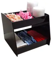 Coffee counter condiment caddy cup dispenser lid display tea rack countertop