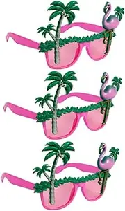 [SHERCHPRY] Funny Photo Booth Props 3pcs Hawaiian Party Glasses Uv Protection Novelty Sunglasses Flamingo Theme