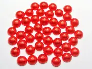 200 Red Acrylic Half Pearl Flatback Round Bead 10mm Scrapbook Craft