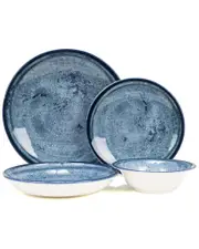 French Home Blue Stone Porcelain 16pc Dinnerware Set