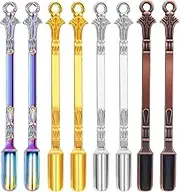8Pcs Mini Spoon Mini Shovel Mini Dry Herbs Powder Scoop Metal Medicine Spoon Shovel Small Spoons for Spice Jars Small Salt Spoon Pendant Necklace Ring Spoon (Multicolor)