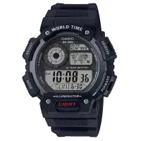 在飛比找博客來優惠-【CASIO】電力十足超值膠帶雙顯錶-黑X灰(AE-1400