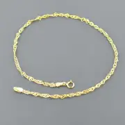 10K YELLOW GOLD 2.3MM 10" TWISTED SINGAPORE ANKLET FREE SHIPPING AND GIFT BOX