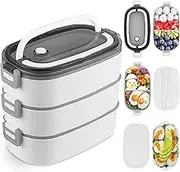 Stainless Steel Lunch Box for Kids,1900ML 3 Layer Meal Lunch Container Snack Box with Bag for Kids School and Adults - Leakproof - BPA Free - Microwave & Dishwashing Safe Bento Box