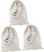 3 Pcs Linen Bread Bags with Drawstring Reusable Sourdough Vegetable Storage Breathable for Freshness Preservation Convenient Carrying for Multiple Uses