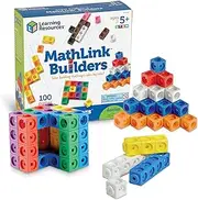 Learning Resources STEM Explorers MathLink Builders - 100 Pieces, Ages 5+ Kindergarten STEM Activities, Math Activity Set and Games for Kids, Mathlink Cubes Activity Set