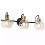 Hedda 23 in. Wide 3-Light Modern Black Vanity Light Clear Glass Globe Shades