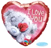 Qualatex Teddy Bear with I Love You Heart Shape 45cm (18”) Foil Balloon