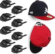 Minimalist Hat Holder - 8pcs Adhesive Cap Hook Display Rack for Baseball Caps, No Drilling Wall Mount Hangers, Strong Black