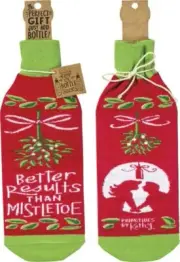Better Results Than Mistletoe Wine or Liquor Bottle Cover Sock Gift Bag