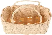 Miniature Dollhouse Rattan Basket Wicker Picnic Basket for Pretend Play