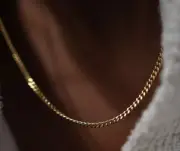 18K Gold Filled Small Cuban Chain 38+5cm Necklace