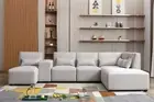 Foret 6 Seater Sofa Modular Corner Lounge Couch Fabric Right Chaise Beige L Shap