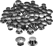 uxcell 60Pcs Metal Locking Pin Backs, Pin Keepers Locking Clasp Flat Head Clamp Needle Back Lock for DIY Brooch Crafts Badges Enamel Lapel, Metallic Black
