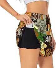 [JBYJBX] Beer Print Shorts Athletic Running Women's Workout Pockets Gym Quick-Dry Sport Hiking Elastic