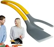 Egg Spatula Flipper - 2 in 1 Egg Flipper Tong - Ergonomic Handle, Kitchen Tool, Cooking Utensil for Frying Bread Fish Steak Omelette Pancake