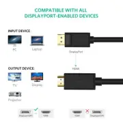 Ugreen DisplayPort DP to HDMI Cable Male to Male GOLD PLATED Full 4K UHD - 1M