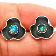 Natural Ethiopian Opal Stud 925 Sterling Silver Earrings Jewelry E-1247