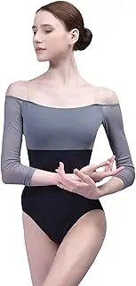 [flexdans] Women's Strapless Ballet Leotard with Straps, 3/4 Sleeve Ballet Dance Camisole Leotards for Women Adults