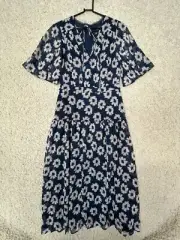 Ted Baker Marllee Floral Midi Dress Womens Size 2 Flutter Sleeve Tiered Dainty