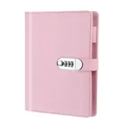 A5 Diary with Lock, Journal with Lock Cute Leather Binder Refillable Paper, Pink