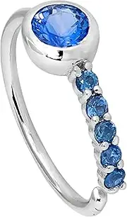 [Jewelry Avalanche] 20G 14K Gold Blue Sapphire Nose Hoop Ring Twist-open 5/16"(8mm) Nose Ring, Bezel & Prong set Sapphire Gemstone September Birthstone Hoop Unisex