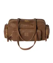 Pocket washed nappa leather bag One size Brown