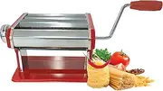 Stainless Steel Pasta Maker Machine with Adjustable Dough Thickness Settings and 2 Cutting Rollers Ideal for Making Noodles, Spaghetti, Lasagna, Fettuccine, Linguine, Tagliolini