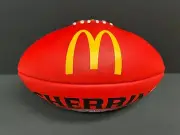 AFL SHERRIN MCDONALDS REPLICA GAME BALL RED LEATHER FOOTBALL - Maccas MCG