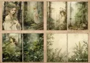 5 Pages Stunning Enchanted Forest Plants Animals Woman Theme Scrapbooking Paper