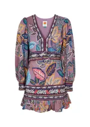 Farm Rio Wild Night Printed Mini Dress - Lilac - S (UK8-10 / S) S (UK8-10 / S)