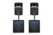 E-Lektron Quad Q305 2800W Pro Audio Set with 2X12" inch Active Speakers 2X15" Subwoofer and Stand for Event DJ Party Disco Night